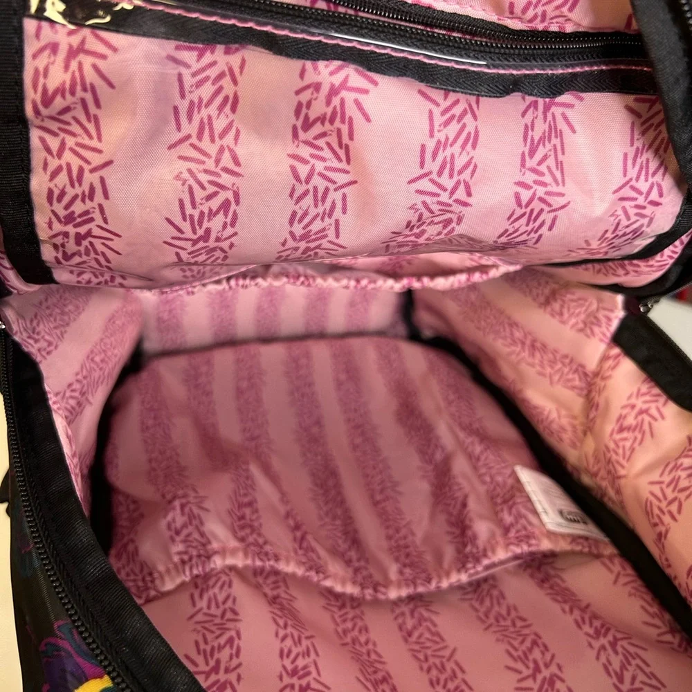 Lug Color Blocked Black and Purple Floral Women's Hopper Backpack - Picture 8 of 13